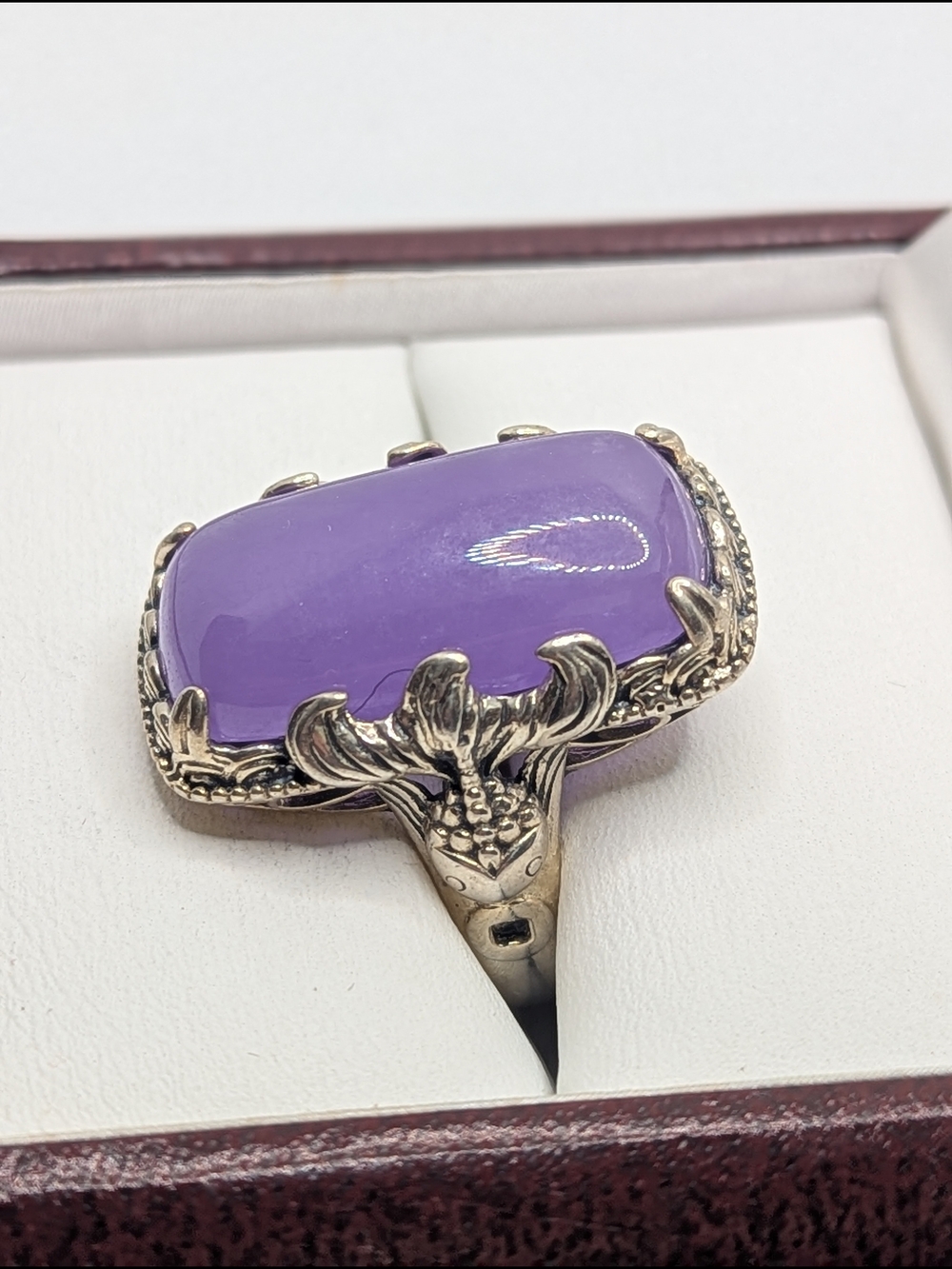✨ Vintage Sterling Silver Purple Jade  Statement Ring ✨ - Picture 3 of 7